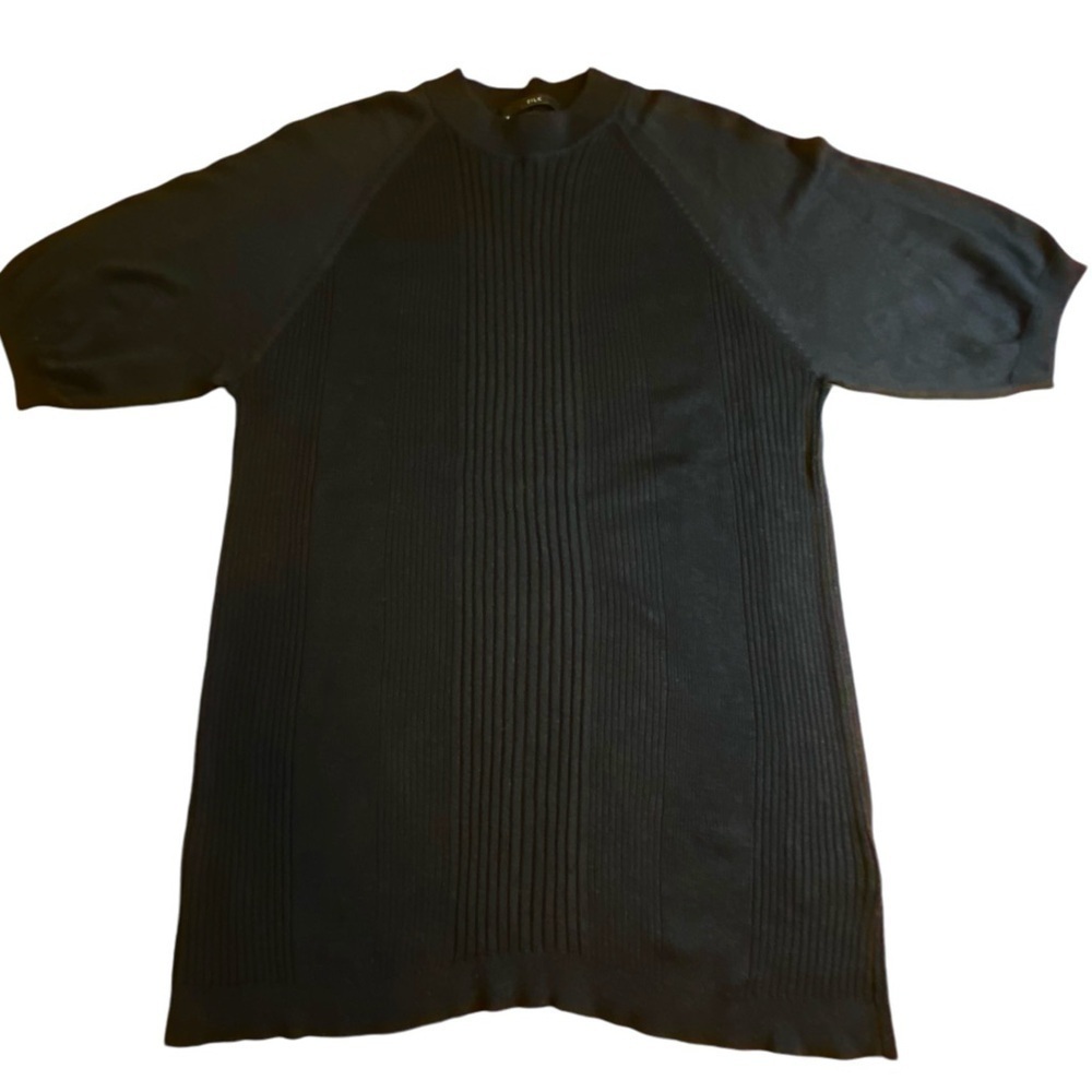 Murano 100% Silk Black Puff Sleeve Blouse Women’s size L